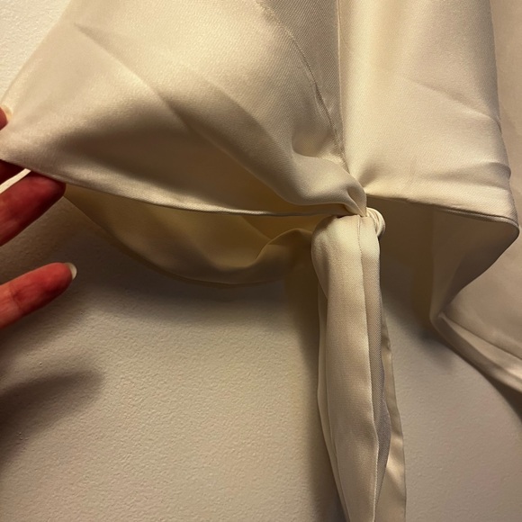 Banana Republic White V-neck Asymmetrical Tie Front Blouse - Picture 2 of 7